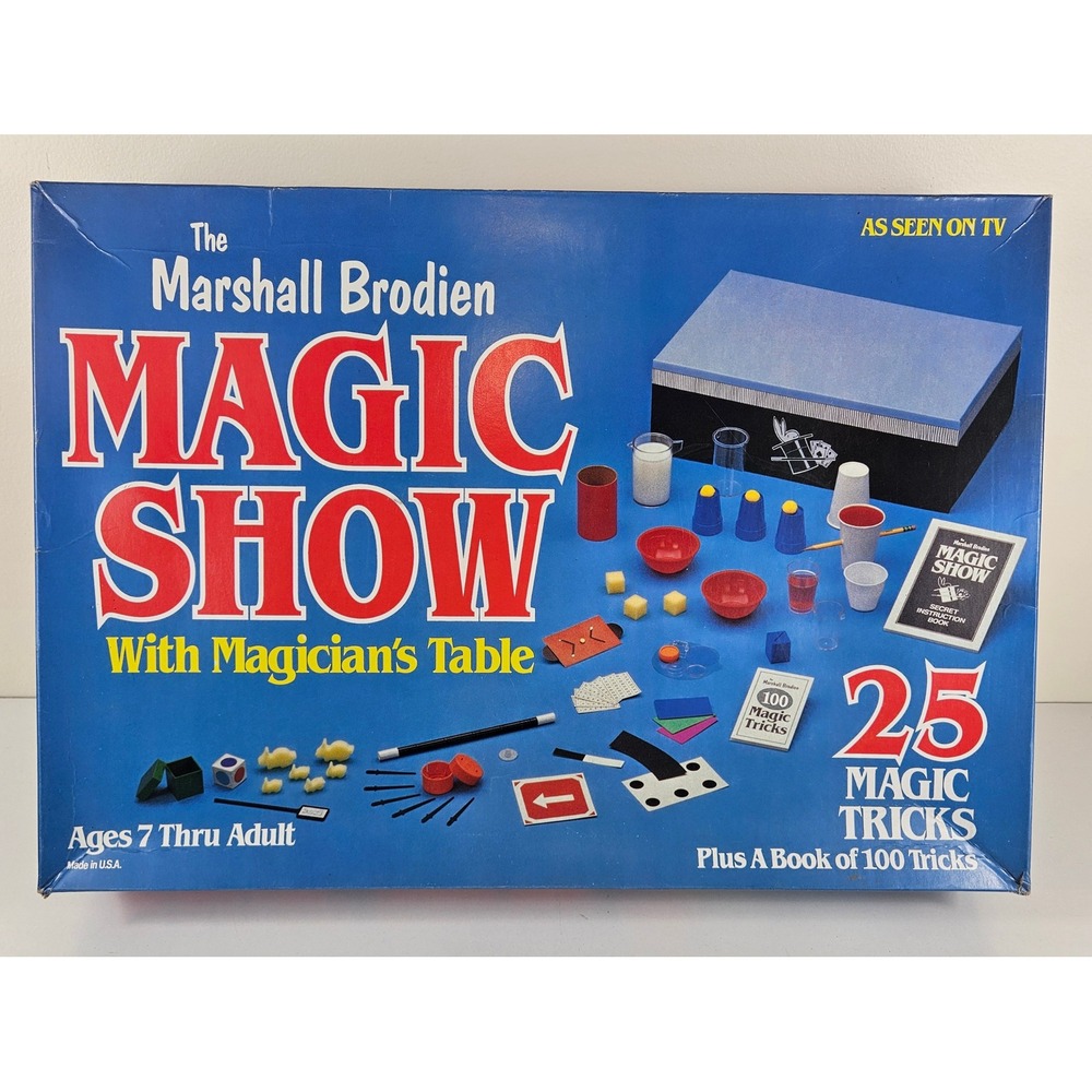 Vintage Marshall Brodien Magic Show With Magician Table 25 + 100 Tricks Book